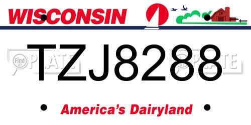 TZJ8288 Wisconsin License Plate