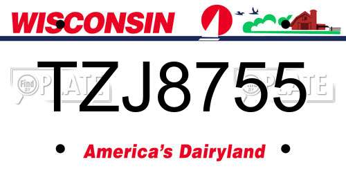 TZJ8755 Wisconsin License Plate