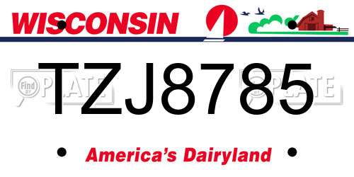 TZJ8785 Wisconsin License Plate