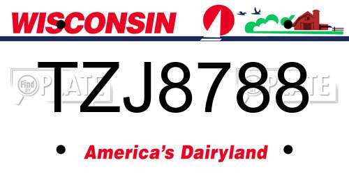TZJ8788 Wisconsin License Plate