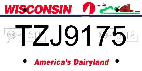 TZJ9175 Wisconsin License Plate