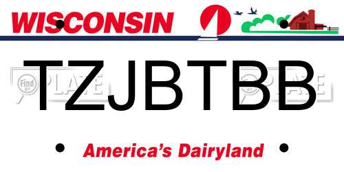 TZJBTBB Wisconsin License Plate