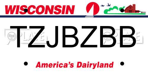 TZJBZBB Wisconsin License Plate