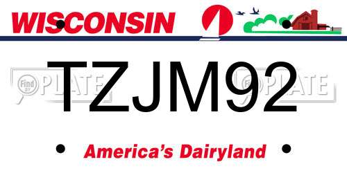 TZJM92 Wisconsin License Plate