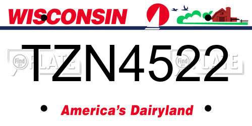 TZN4522 Wisconsin License Plate