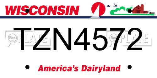 TZN4572 Wisconsin License Plate