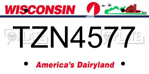 TZN4577 Wisconsin License Plate