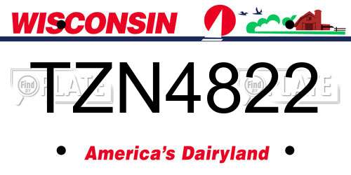 TZN4822 Wisconsin License Plate