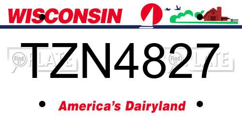TZN4827 Wisconsin License Plate