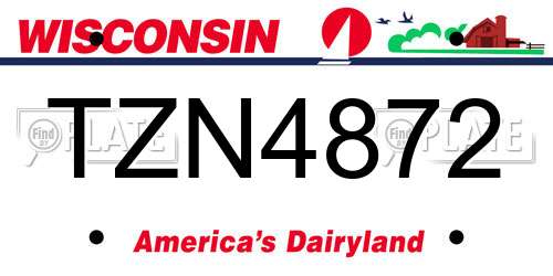 TZN4872 Wisconsin License Plate