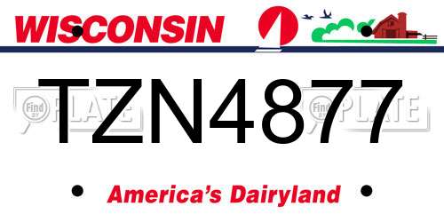 TZN4877 Wisconsin License Plate