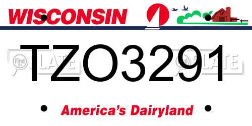 TZO3291 Wisconsin License Plate