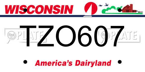 TZO607 Wisconsin License Plate