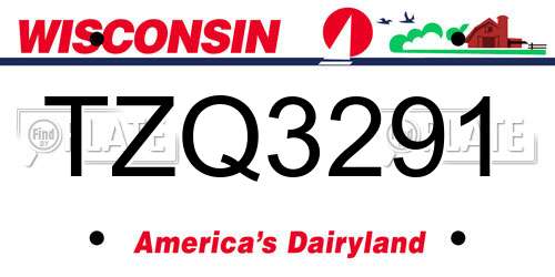 TZQ3291 Wisconsin License Plate