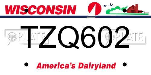 TZQ602 Wisconsin License Plate