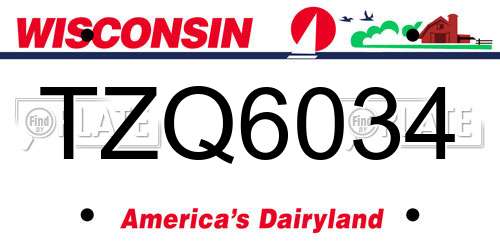 TZQ6034 Wisconsin License Plate