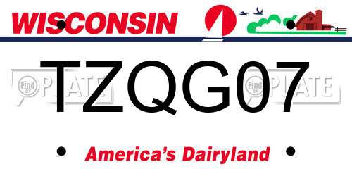 TZQG07 Wisconsin License Plate