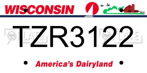 TZR3122 Wisconsin License Plate
