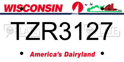 TZR3127 Wisconsin License Plate