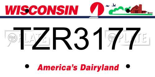 TZR3177 Wisconsin License Plate