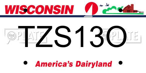 TZS13O Wisconsin License Plate