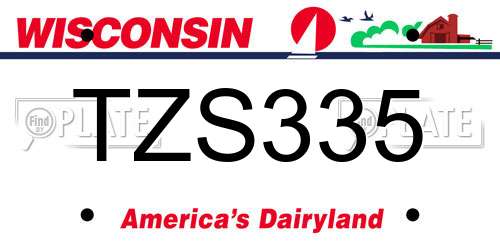 TZS335 Wisconsin License Plate