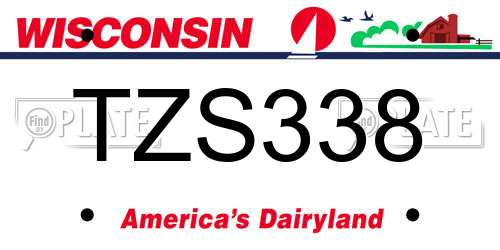 TZS338 Wisconsin License Plate