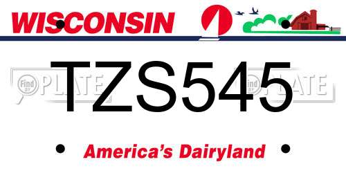 TZS545 Wisconsin License Plate