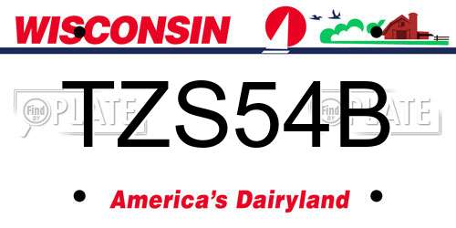 TZS54B Wisconsin License Plate