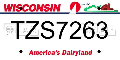 TZS7263 Wisconsin License Plate
