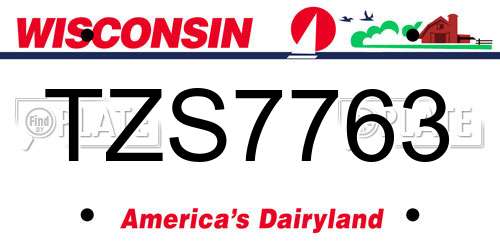 TZS7763 Wisconsin License Plate