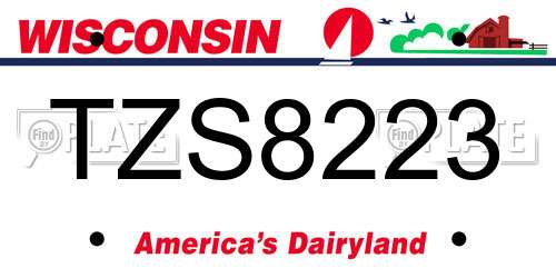 TZS8223 Wisconsin License Plate