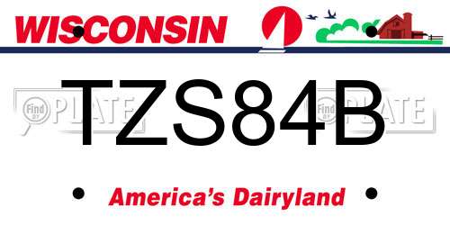 TZS84B Wisconsin License Plate