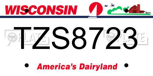 TZS8723 Wisconsin License Plate
