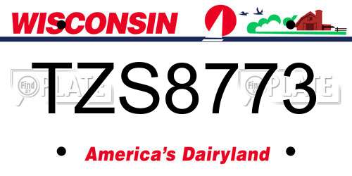 TZS8773 Wisconsin License Plate