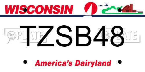 TZSB48 Wisconsin License Plate