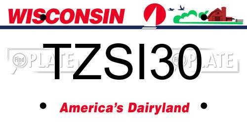 TZSI30 Wisconsin License Plate