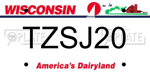 TZSJ20 Wisconsin License Plate