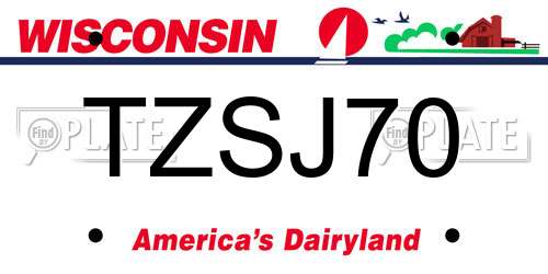TZSJ70 Wisconsin License Plate
