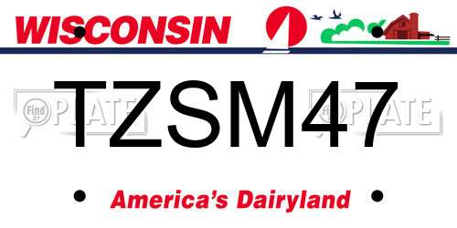 TZSM47 Wisconsin License Plate