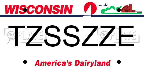 TZSSZZE Wisconsin License Plate