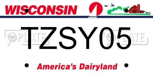 TZSY05 Wisconsin License Plate