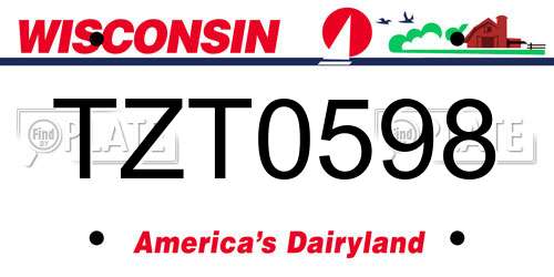 TZT0598 Wisconsin License Plate