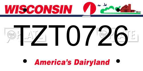 TZT0726 Wisconsin License Plate
