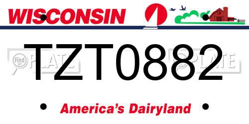 TZT0882 Wisconsin License Plate