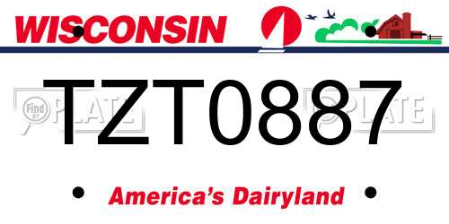 TZT0887 Wisconsin License Plate