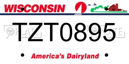 TZT0895 Wisconsin License Plate