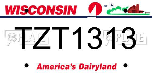 TZT1313 Wisconsin License Plate