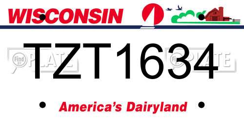 TZT1634 Wisconsin License Plate