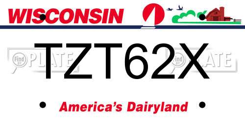 TZT62X Wisconsin License Plate